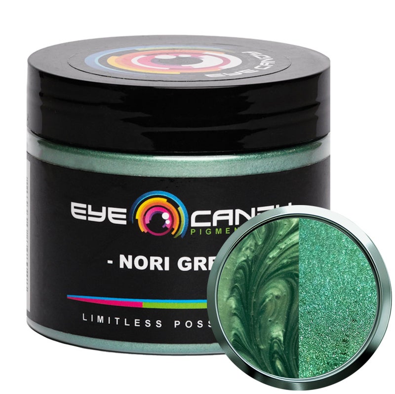 Eye Candy Pigments Premium Green Mica Powder - Nori Green (50gr) - for Epoxy, Resin, Soap, Paint, Woodworking, Acrylic Pouring, Bath Bombs, Fishing Lures - DIY Arts and Crafts Additive - Image 1